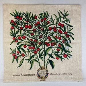 Set Of 2 Pottery Barn Winter Cherry Christmas Pillow Covers 20" Square Holiday